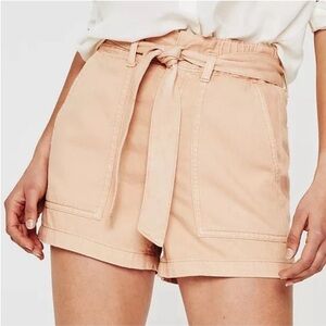 AG Adriano Goldschmied Kai Paperbag Elastic Waist High Rise Denim Shorts